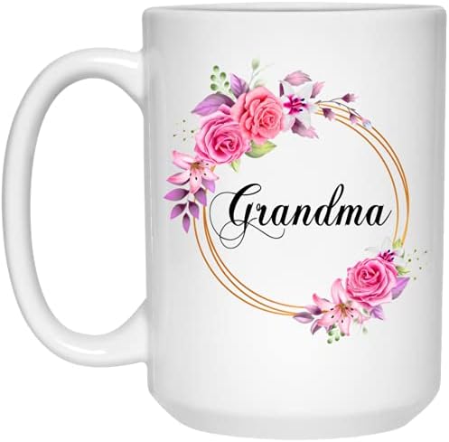 GavinsDesigns baka Flower novost kafa šolja poklon za Majčin dan - baka ružičasto cvijeće na zlatnom okviru - Nova baka šolja cvijet