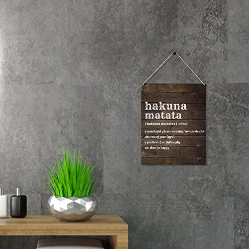 Inspirativni poklon znakovi Hakuna Matata Divna fraza koja znači bez brige za ostatak dana Drveni viseći znak Rustikalni zidni umjetnički