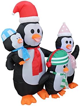 Penguini božićnih na naduvavanja 5 stopa na naduvavajuće svjetla Dekor vanjske uređene za odmor, puhati ukrašen dvorište, travnjak