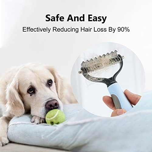 Herfuerry Pet Grooming Tools, Comfort Handle Dematting i Deshedding Nerđajući čelik Gentle Pet Grooming Rake Brush, sprečava prostirke