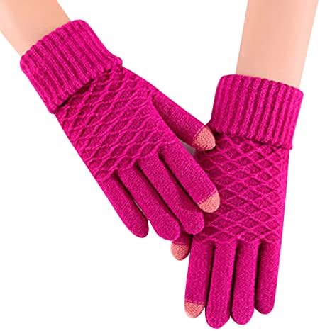 Zimske rukavice muškarci za žene hladno vrijeme, rukavice za žene vunene pletene toplim dodirnim zaslonom Termičke rukavice A-C