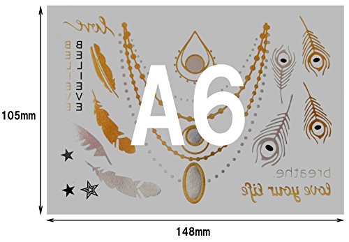 AKJO Group E dizajn 34-41 [br.34] Privremena metalna / zlatna tetovaža, srebrna / tirkizna zelena