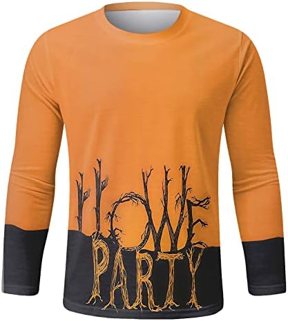 GDJGTA Muška Moda Casual Halloween Crew vrat 3d Digitalna štampa Dugi rukav majica košulja Sportska kompresijska košulja