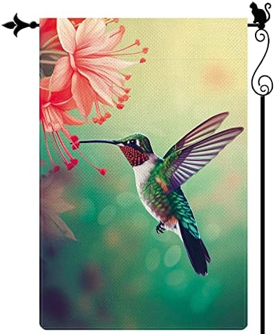 Gormcore slatki Kolibri leti Vver buket cvijeća Proljetna Vrtna Zastava vertikalna dvostrana Proljetna ljetna baštenska Zastava Sezonski