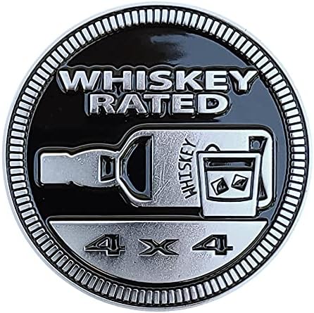 Značka sjajna Whiskey ocijenjena 4x4 metalna automobilska značka posebno dizajnirana za Jeep Wrangler Cherokee ~ Stick ga bilo gdje!