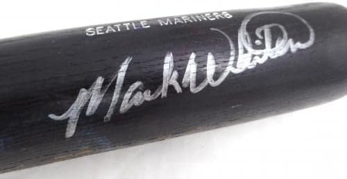 Mark bijeli autogramirani crni Louisville Slugger L159 1996 Igra rabljeni Bat Seattle Mariners puknuo SKU 214052 - autogramirani