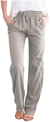 Ležerne pantalone za žene Pamučne posteljine visoko su ogromne pantalone sa džepovima s džepovima Torgy PunTants Yoga dugačak pant