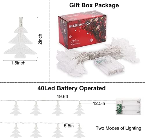 Milexing Božićne svjetla, ukrasi božićnih drvca 19,6 ft 40 LED bajke Baterija upravljana vodootporna za dom, festival, vrtna partija