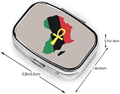 Crvena Crna Zelena Afrika Karta Ankh Square Mini Pill Box Metal Medicine Organizator Travel Friendly Portable Pill Case