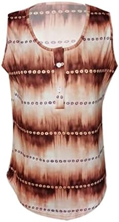 Tops Women Casual ženske prugaste dugmad Print bez rukava Crewneck Tank Top Casual Tees Women Plus