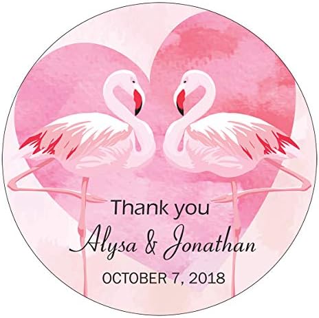 Postavite personalizirana svadbena zabava Hvala naljepnicama za poklon torbu za zabavu s ružičastom flamingomom temama