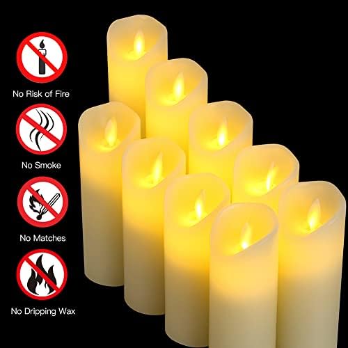 Cozylive flameless Candles treperenje pravi vosak sa daljinskim i plamen ples, 9 paket Slonovače LED svijeće sa baterijom radi za