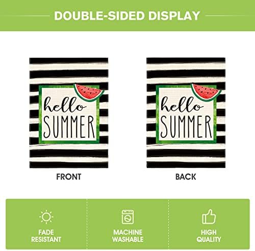 AVOIN colorlife akvarelne pruge zdravo ljetna Zastava vrta od lubenice dvostrano spolja, dekoracija na otvorenom za dvorište za odmor