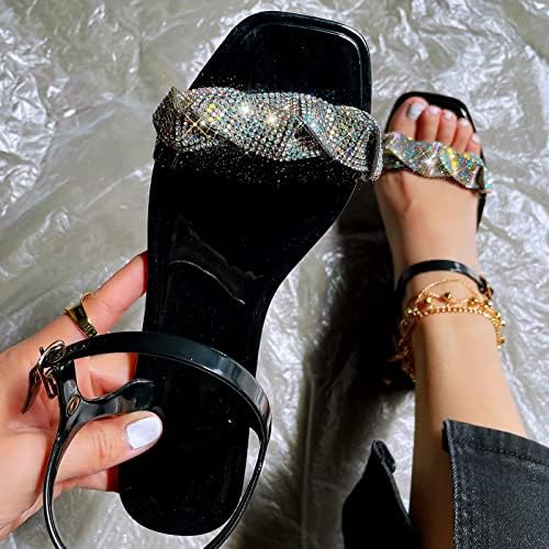 Ženske klizne papuče Ljetne žene Sandale sa lukom Podrška Dijamanti Ležerne modne sandale Modne cipele s ravnim bojama Ljetni nožni