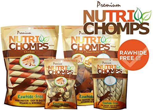 Nutri Chomps Dog chews, 6-inčni zavoji, 15 grof, pravi pileći okus i žvakanje, 6-inčne pletenice, lako se probavi, lijekovi za pse