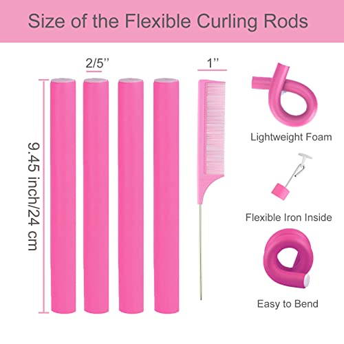 Fleksibilni uvijači za kosu, 36 kom 9,45 uvijači za kosu valjci za kosu Flexi šipke, fleksibilni valjci za kosu bez topline uvijači,