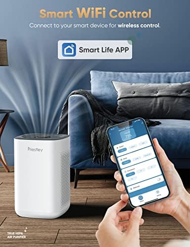 Pročistači vazduha za kućnu veliku sobu do 1000 Ft2, Smart WiFi kontrola, uklanja 99,97% čestica sa H13 True HEPA filterom za 3-stepenu