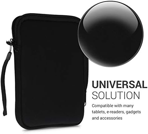 Kwmobile neoprenska torbica za e-čitač veličine 6 eReader-univerzalna futrola za rukave eBook sa patentnim zatvaračem, narukvica-Crna