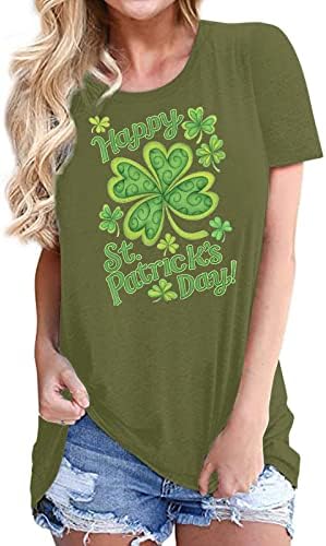 Dnevna majica St.Patrick za žene SHAMROCK košulje O vrat kratkih rukava bluza djetelina Ispiši labave mashe