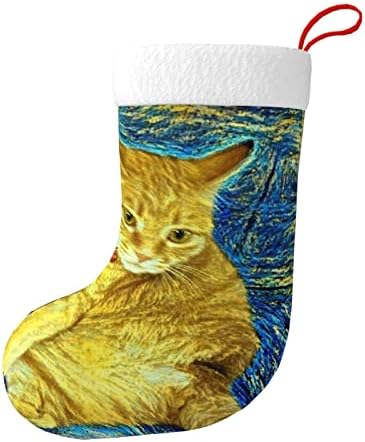 Austenstern Božićne čarape Van Gogh Relaxing Narančasta Mačka Dvostrana kamina Viseće čarape