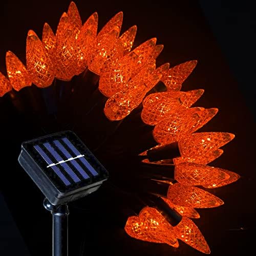 Solarni Halloween Svjetla na otvorenom C6 String String String, 50 LED narančastog vanjskog solarnog napajanja Svjetla za božićne
