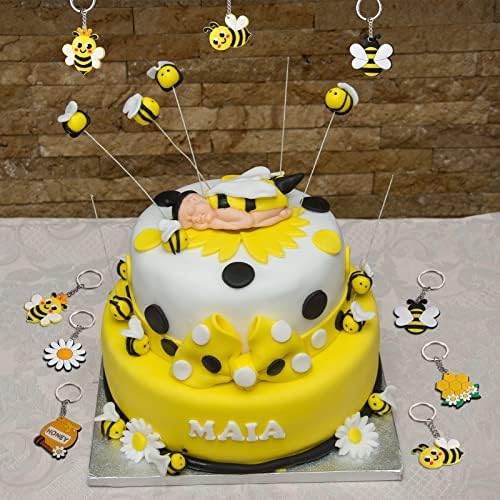 Tudomro Cute Bee Keychain Party Favors Bee Dekoracije Flower Honey Posus saćeni dekor za djecu Bee Theme Rođendan Party Baby Tuš na