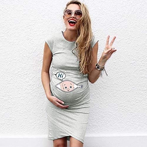Ženske materinske haljine bez rukava bez rukava materinstvo Bodycon haljina trudnoća Materinska haljina crtane slova