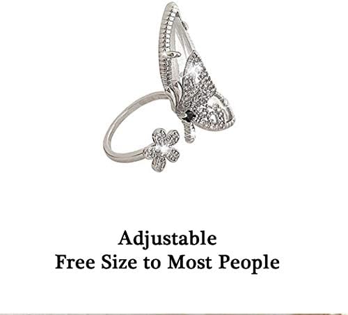 Evild Butterfly Sparkly Ring Rhinestone luk-Knot Knuckle prsten vjenčani nakit podesivi otvoreni prsten proširivi zajednički prsten za žene i djevojčice