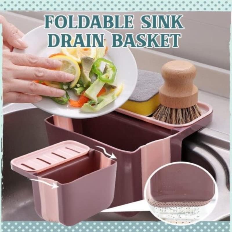 Jahh kuhinjski sudoper odvodni nosač spužva sapuna sklopiva košarica za odvod kores za skladištenje