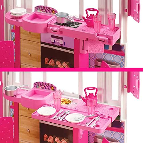 Barbie Glam Getaway Portable Dollhouse, 1 priča sa namještajem, priborom i ručkom za nošenje, za djecu od 3 do 7 godina [ Exclusive]