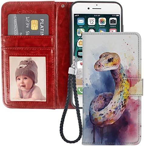 Shencang Blue džepni slučaj pogodan za iPhone 6 / 6S Snake Cobra Art-28 Novčani i ID držač kartica Novčanik Scrockstand Multifunkcijski