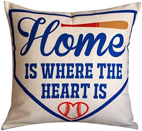 Favdec dekorativni bejzbol jastuk 18 inča x 18 inča, bacajte jastučni poklopac sa domom je gdje je srce, samo pokriti