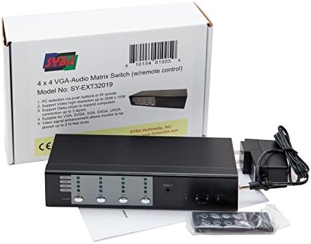 SYBA 4x4 VGA-Audio Matrix dodatna oprema s daljinskim upravljačem, povežite četiri računara na do 4 monitora, višenamjenski prekidač