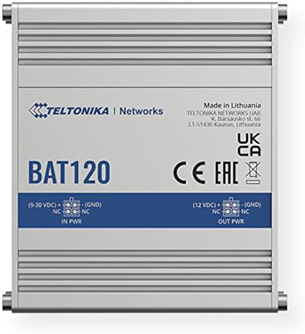 Teltonika BAT120000100 neprekidno napajanje, 24W us PSU sa 4-pinskim konektorom, zaštita od prenapona i obrnutog polariteta, Aluminijumsko
