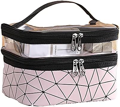 Jednostavna kozmetička torba sa dvostrukom slojem, prenosiva kutija za dame, multifunkcionalni okvir za odlaganje za umjetnik šminke