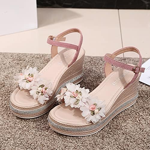 Modne proljetne i ljetne žene sandale debele potplat na petu cvjetne kopče casual ženske sandale cipele veličine 10