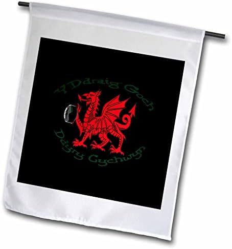3droza Crveni zmaj nadahnjuje akciju velški ragbi navijač zelenog teksta - zastave
