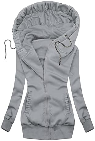 Fulijie Womens Jesenski zimski čvrsti bolovni kapuljač s kapuljačom jakne za žene za žene jakne