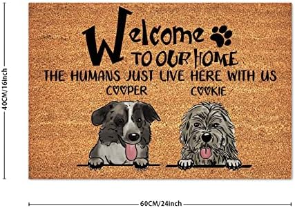 Dobrodošli u naš dom, ljudi samo žive ovdje s nama Coir Mat sa teškim prilagođenim personaliziranim ljubimcem psom psom psa 'Naziv