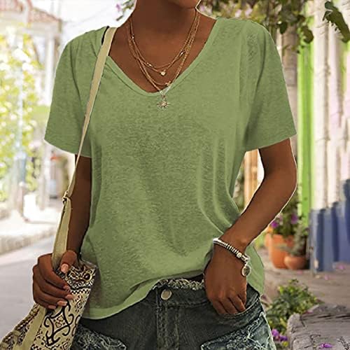 Ženska ljetna majica Casual Loot Fit s kratkim rukavima Tuns V izrez obični majica Jednostavna radna majica