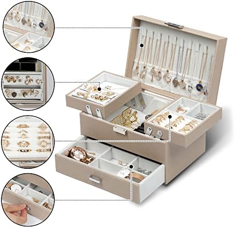 Dajasan kutija za nakit za žene 3 sloja veliki organizator nakita sa baršunastim putnim nakitom Organizator za skladištenje nakita