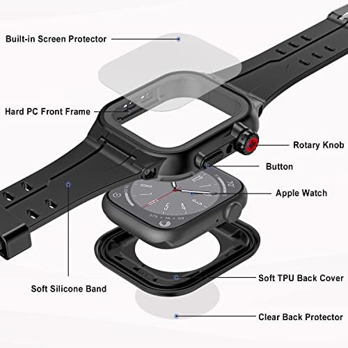 Rumlick za Apple Watch Series 8/7 45 mm Vodootporna futrola, [s bend] [Ugrađeni zaštitni ekran] Zaštitni poklopac cijelog tijela,