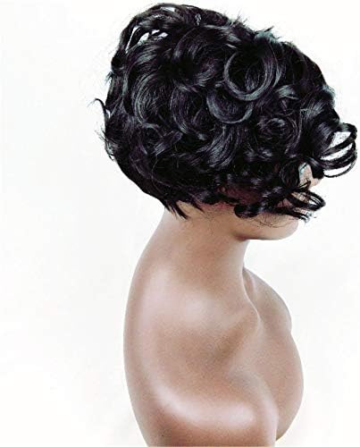 Andongnywell ženske kovrdžave perike od ljudske kose kratke crne kovrdžave perike sa šiškama za ženske frizure lažna perika