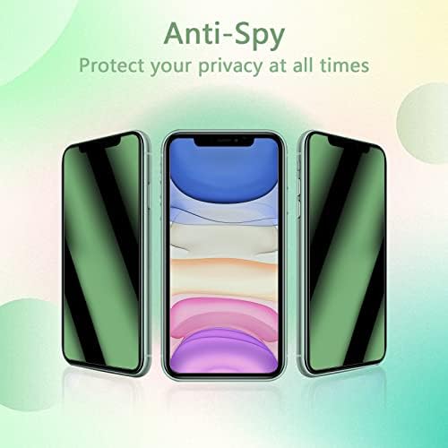 QUESPLE [2 paket] zelena zaštita ekrana za privatnost za iPhone 11 / iPhone XR 6.1 inch, Cool Colorful Anti Spy potpuno pokrivanje