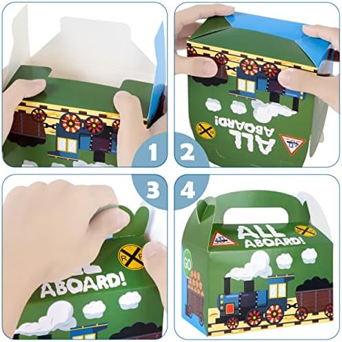 12pcs Željeznički voz prelazni poklon box kutije za parni vlak Goodie Candy kutije za željeznički vlak Tema Party Favors Kids Baby