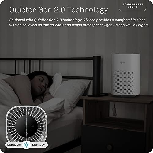 Hynik Alviera Pročistači zraka za spavaću sobu, pročistač zraka w / H13 pravi HEPA Filter za miris kose dimnog polena, 24dB sistem