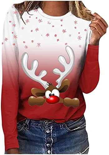 Grafički duksevi za žene Crewneck Funny grafički tiskani košulje za jelenje Xmas pulover vrhove