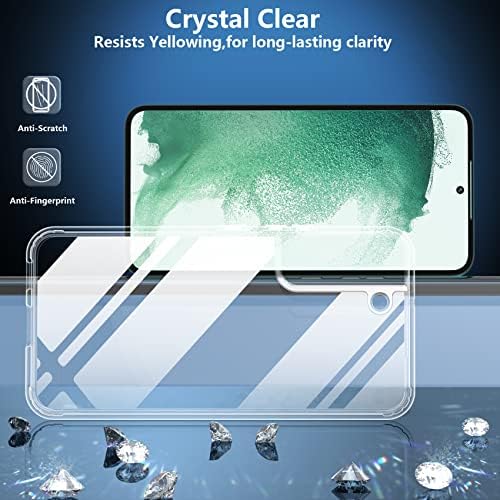 SpiderSase za Samsung Galaxy S22 futrola, [Crystal Clear Ne-žutiling] Neklizajući [2 pakovanje] Zaštitni zaslon od kaljenog stakla