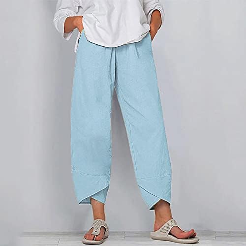 Ženske pantalone visokog struka elastičnog labavog kroja S-5XL sa džepovima široke nogavice duge čvrste pantalone