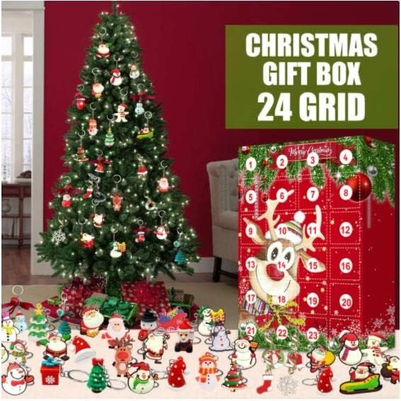 ERTY Božić Countdown Advent Calendar 24 dana iznenađenje privjesak za djevojčice / Charm privjesak za ključeve igračke božićno drvo ukrasi Kid Gifts